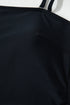 Black Asymmetric Ruffle Shoulder Pleated One Piece Swimsuit